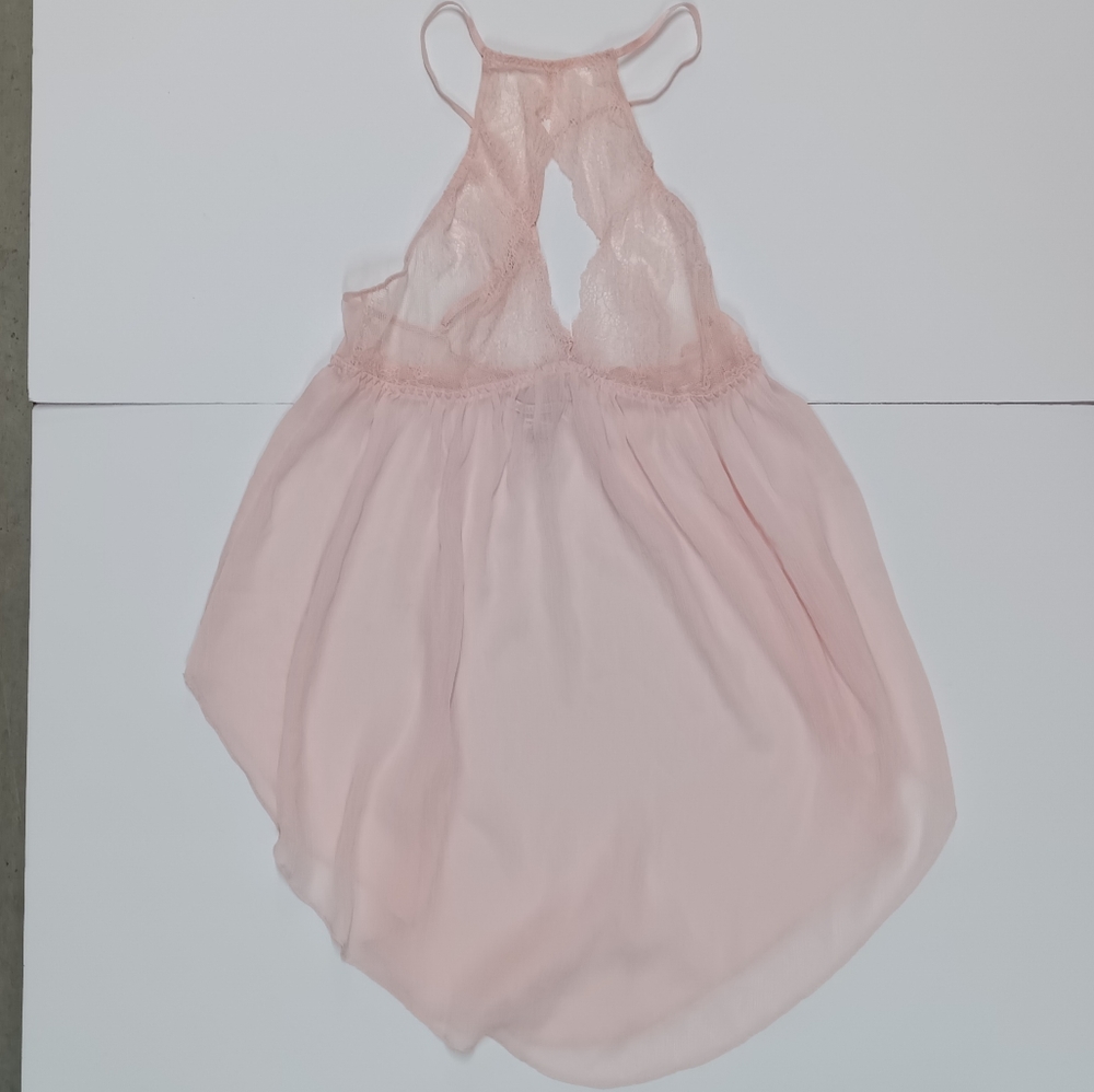Victoria's Secret Babydoll Crinkle Gauze & Lace Nightie w/ High & Keyhole Neck
